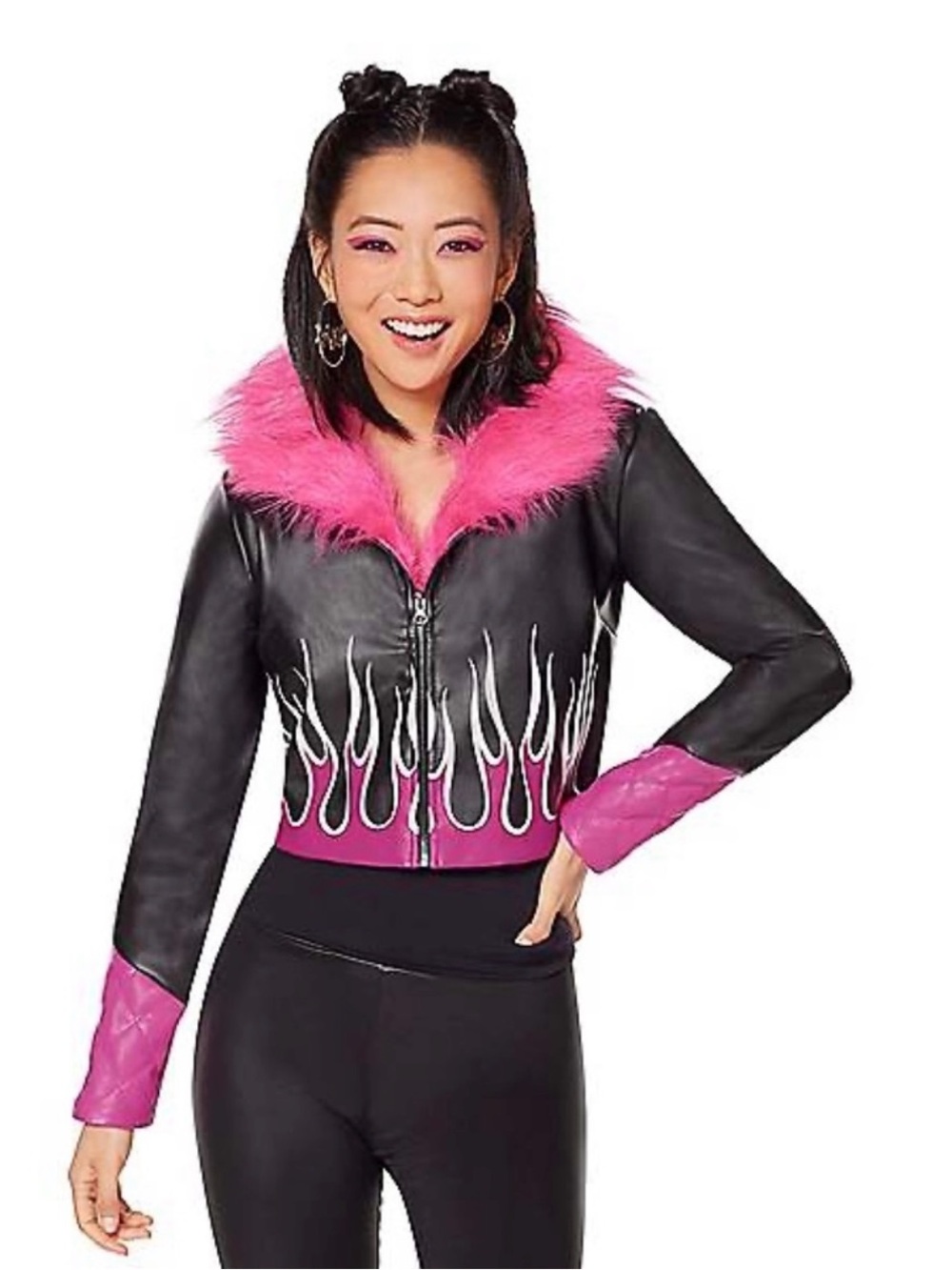 BRATZ Jacket Spirit Halloween (Rare) Faux Fur Faux Leather Pink Juniors Size S